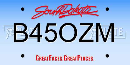 B45OZM South Dakota License Plate