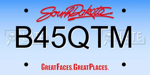 B45QTM South Dakota License Plate