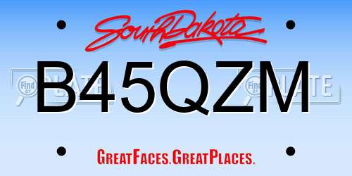 B45QZM South Dakota License Plate
