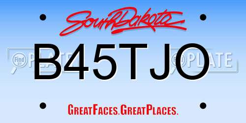 B45TJO South Dakota License Plate