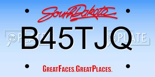B45TJQ South Dakota License Plate