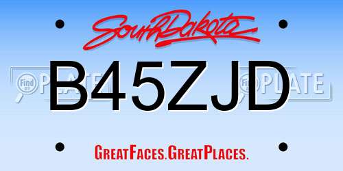 B45ZJD South Dakota License Plate