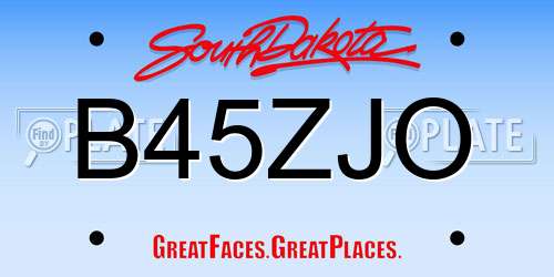 B45ZJO South Dakota License Plate