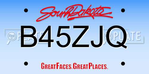 B45ZJQ South Dakota License Plate