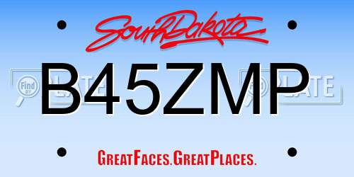 B45ZMP South Dakota License Plate