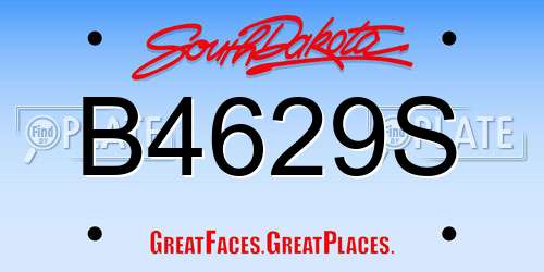 B4629S South Dakota License Plate