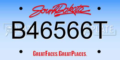 B46566T South Dakota License Plate