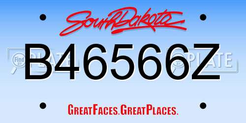 B46566Z South Dakota License Plate