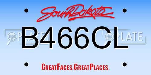 B466CL South Dakota License Plate
