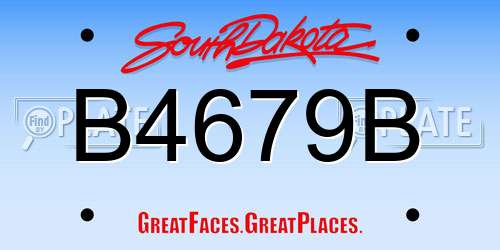 B4679B South Dakota License Plate