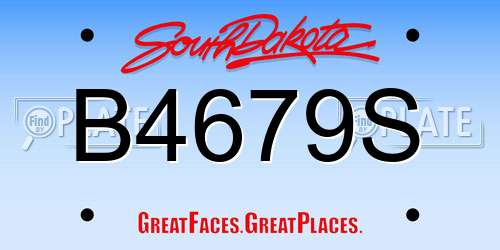 B4679S South Dakota License Plate