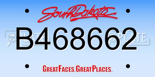 B468662 South Dakota License Plate