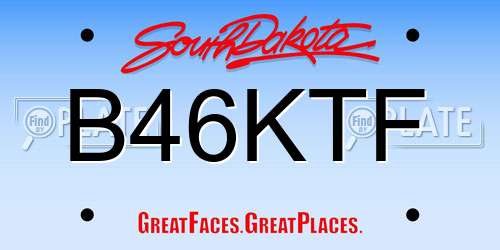 B46KTF South Dakota License Plate