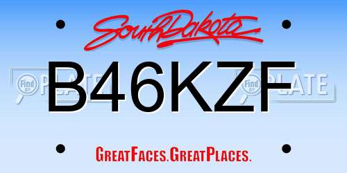 B46KZF South Dakota License Plate
