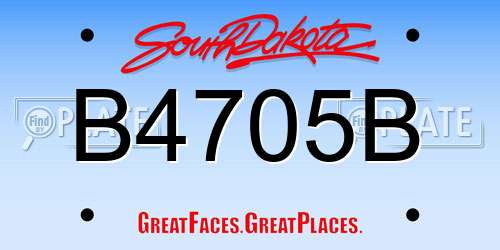 B4705B South Dakota License Plate