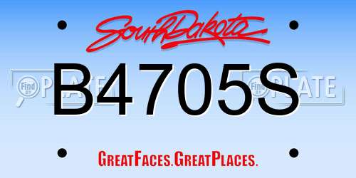 B4705S South Dakota License Plate