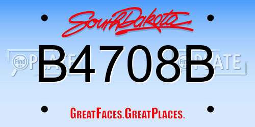 B4708B South Dakota License Plate