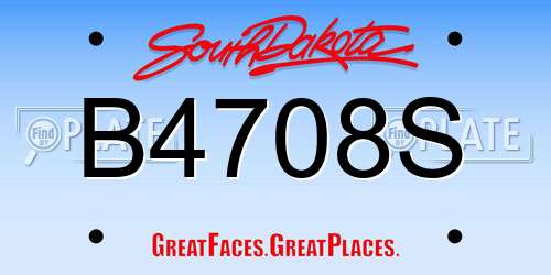 B4708S South Dakota License Plate