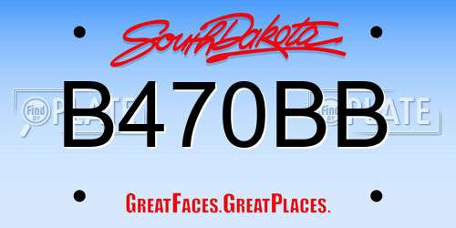B470BB South Dakota License Plate