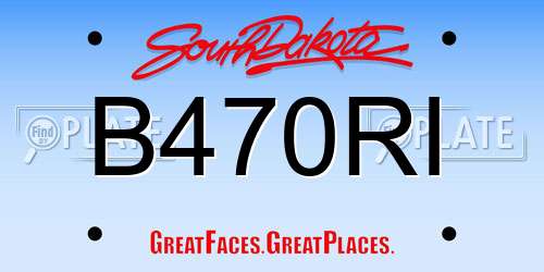 B470RI South Dakota License Plate