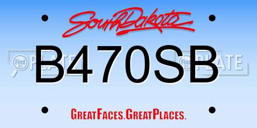 B470SB South Dakota License Plate