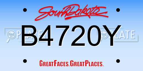B4720Y South Dakota License Plate