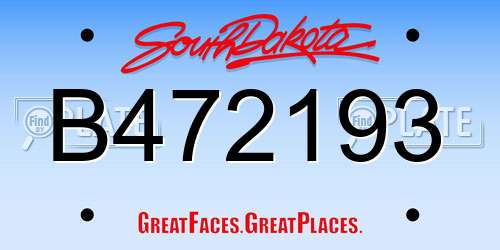 B472193 South Dakota License Plate