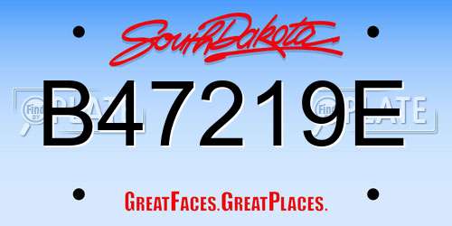 B47219E South Dakota License Plate