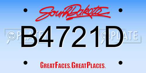 B4721D South Dakota License Plate
