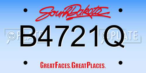 B4721Q South Dakota License Plate