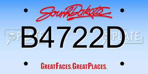 B4722D South Dakota License Plate