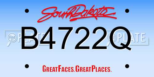 B4722Q South Dakota License Plate