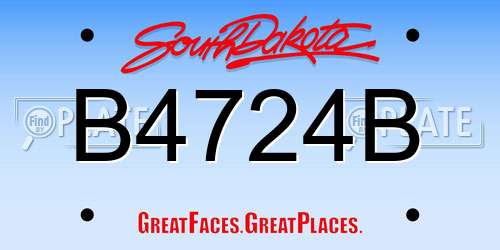 B4724B South Dakota License Plate