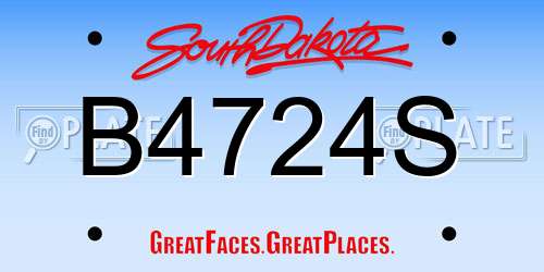 B4724S South Dakota License Plate