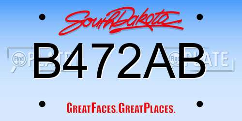 B472AB South Dakota License Plate