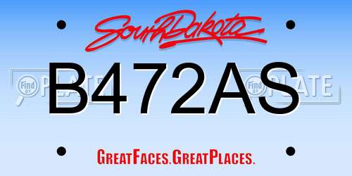 B472AS South Dakota License Plate