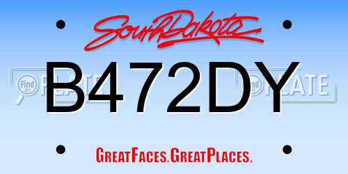 B472DY South Dakota License Plate