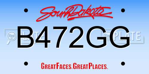 B472GG South Dakota License Plate