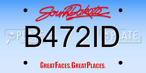 B472ID South Dakota License Plate