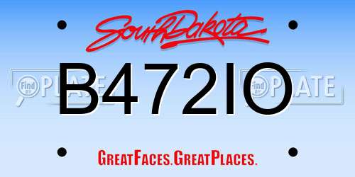 B472IO South Dakota License Plate