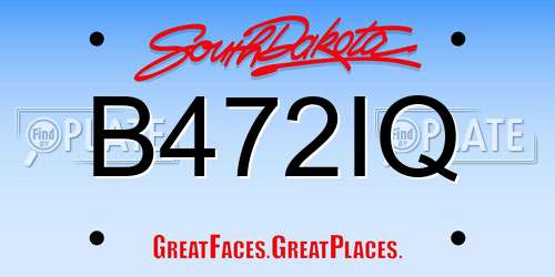 B472IQ South Dakota License Plate