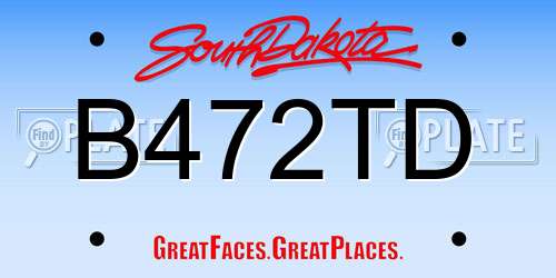 B472TD South Dakota License Plate