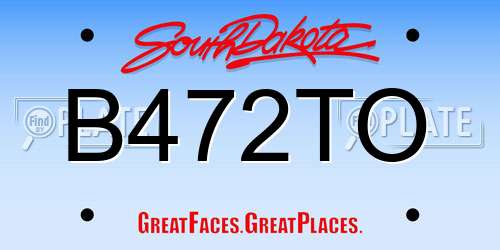 B472TO South Dakota License Plate