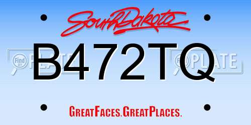 B472TQ South Dakota License Plate