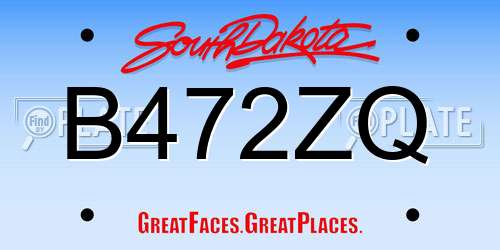 B472ZQ South Dakota License Plate