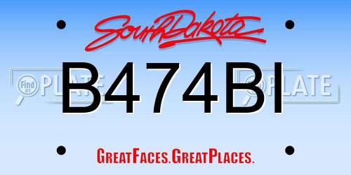 B474BI South Dakota License Plate