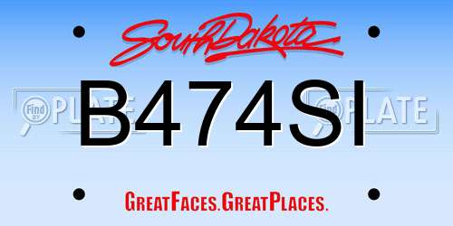B474SI South Dakota License Plate
