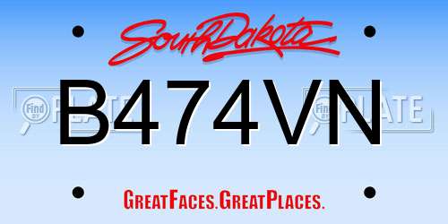 B474VN South Dakota License Plate