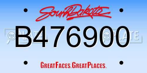 B476900 South Dakota License Plate
