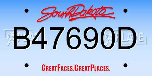 B47690D South Dakota License Plate